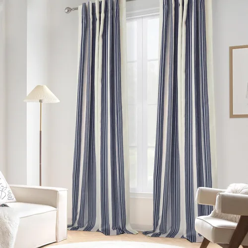 Miniatura 20 de DriftAway Chris Linen - Cortinas opacas con capa térmica y reductora de sonido, 63 pulgadas de largo para dormitorio, cortinas estampadas a rayas