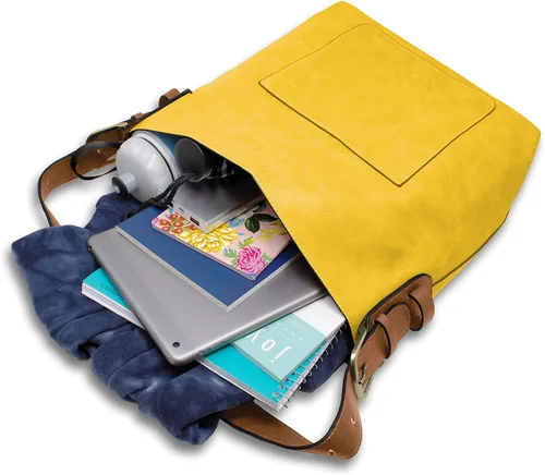 Miniatura 6 de Joy Susan - Bolsa clásica 2 en 1 para mujer, estilo hobo, Amarillo, talla única