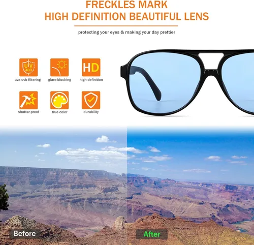 Miniatura 4 de Lentes de sol vintage retro de los años 70 para mujer y hombre, montura clásica, cuadrada y grande estilo aviador, lentes naranjas de moda UV400