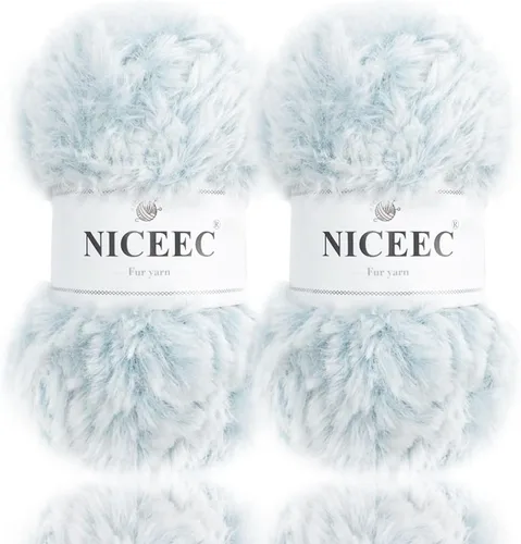 Miniatura 54 de NICEEC Hilo de Pelo Sintético Super Suave, Grueso y Esponjoso, Hilo de Pestañas para Crochet y Tejido (Longitud Total 192m/9.1kg) - Otoño/300g
