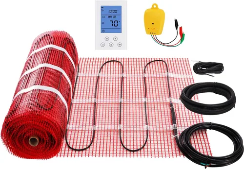 Miniatura 12 de VEVOR Tapete de calefacción de suelo, 30 pies cuadrados, sistema de calefacción eléctrica radiante en el suelo con termostato digital de detección