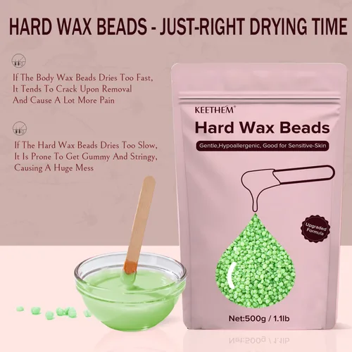 Miniatura 5 de Perlas de cera dura sin dolor y varillas para depilación de cuerpo completo para mujeres y hombres – 1.1 lb/17.6 oz granos de cera con 20 varillas