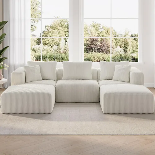 Miniatura 19 de Novilla 141" Sofá seccional modular, sofá seccional moderno en forma de nube con soporte Smarts Coil™, sofá sin huesos en forma de U para sala