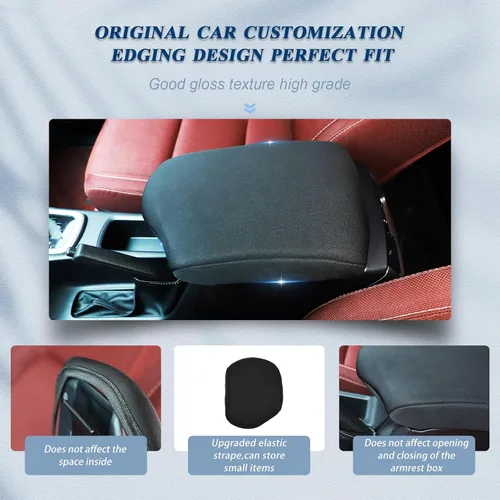 Miniatura 6 de Funda de consola central de alta calidad compatible con Toyota Hilux 2015 2016 2017 2018 2019 2020 2021 Protector de cojín para reposabrazos de coche