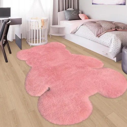 Miniatura 25 de Alfombra de pelo de oveja sintética de 2 pies, suave y esponjosa, bonita alfombra de felpa para guardería, habitación de niños y niñas, decoración