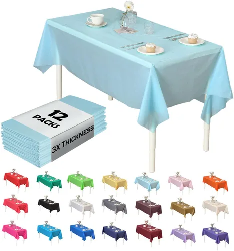 Miniatura 17 de Paquete de 12 manteles de plástico resistentes, reutilizables., Azul Royal Azul real