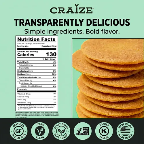 Miniatura 2 de Craize Everything Crisps - Galletas de maíz tostadas sin gluten, veganas, kosher, paquete de 3, 4 onzas cada una