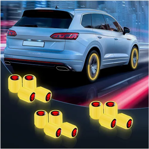 Miniatura 10 de Tapones Luminosos para Válvula de Neumático de Auto, 12 Unidades, Cubierta Iluminada de Válvula de Rueda con Cráneo, Tapa de Rueda de Brillo