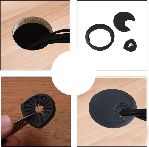 Miniatura 5 de 4 ojales de escritorio de aleación de zinc de 2 pulgadas para organizador de cables (bronce rojo)