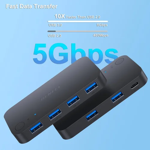 Miniatura 3 de Interruptor USB 3.0, Interruptor USB para 2 Computadoras Compartir 4 USB para PC, Ratón, Teclado, Impresora, Escáner, Selector de Interruptor KVM