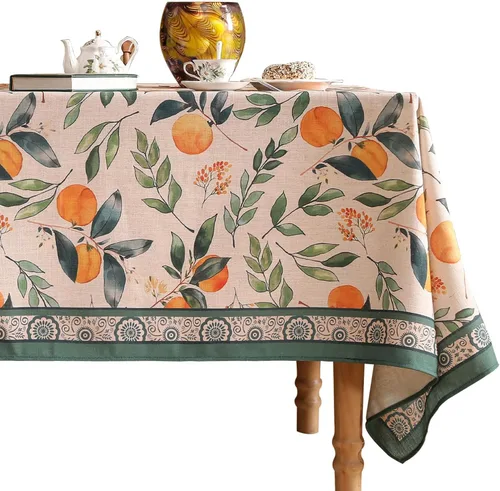 Miniatura 49 de patdrea - Mantel de lino floral, grueso, decorativo y francés para mesas rectangulares o cuadradas, para cocina y comedor, 55 x 79 pulgadas
