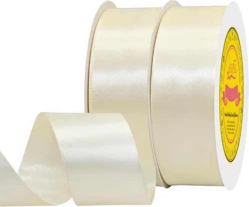 Miniatura 149 de Cinta de satén blanca antigua de doble cara de 1-1/2 pulgadas x 50 yardas, cinta de poliéster para envolver regalos, día de San Valentín, bodas