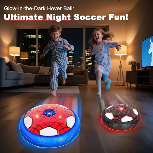 Miniatura 2 de Pelota de fútbol Hover, juguetes de fútbol para niños, 2 paquetes de pelota de fútbol interior con luz LED para niños mayores, niñas, juguetes Rojo