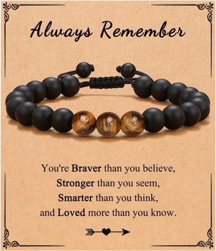 Miniatura 8 de Pulsera de Hombre UNGENT THEM de Piedra Natural, Regalo de Graduación, Cumpleaños, Navidad, San Valentín para Adolescentes, Hijo, Papá, Hermano
