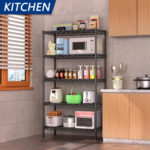 Miniatura 2 de Soywey - Estantería de almacenamiento ajustable de 5 estantes, resistente, estante de alambre, organizador de metal para lavandería, baño, cocina
