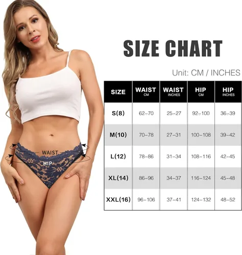 Miniatura 5 de ADOVAKKER Womens Thong Cotton Sexy Lace T Back Panties Underwear Pack of 6 Multicolored B-M