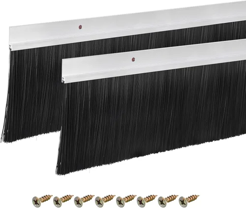 Miniatura 32 de uxcell 2 piezas cepillo de puerta barrido inferior forma H base de aleación de aluminio con cepillo de nailon de 0.4 pulgadas para hogar, industrial