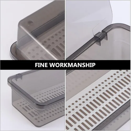 Miniatura 2 de Cabilock Caja de almacenamiento de drenaje de palillos con tapa, paquete de 2 unidades de 11.02 x 5.11 x 5.51 pulgadas, contenedor organizador