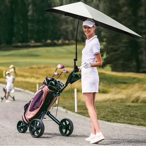 Miniatura 8 de G4Free Sombrilla de playa ajustable UPF 50+ XL con abrazadera universal para silla, cochecito, silla de ruedas, carrito de golf, grada, patio