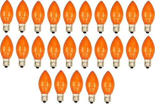 Miniatura 3 de Creative Hobbies® Caja de 25 bombillas, naranja opaco de cerámica, combustión constante, incandescente de 7 W, base de candelabro C7, ideal