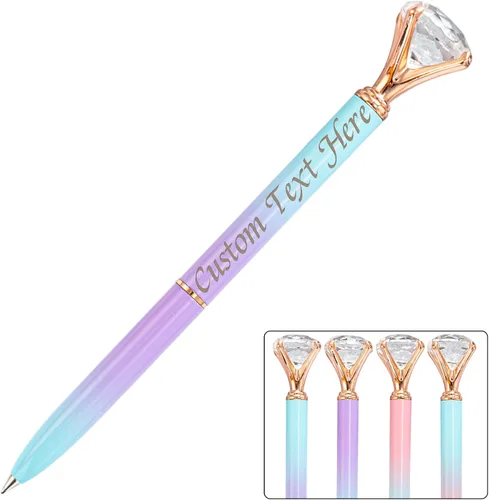 Miniatura 21 de Bolígrafos personalizados de diamantes grandes, bolígrafo de cristal grabado personalizado con logotipo de nombre, bolígrafo de lujo personalizado