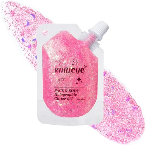 Gel holográfico con purpurina para el rostro, brillo corporal con maquillaje para cabello, cara, clavícula, brazo, uñas, sombra de ojos, lentejuelas