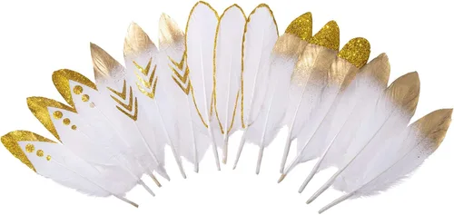 Miniatura 17 de 50 piezas de plumas de ganso naturales de 5 estilos, accesorios de ropa, paquete de estilos arcoíris, decoración de Pascua, Navidad, ropa