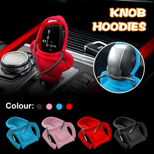 Miniatura 6 de Osilly Funda para palanca de cambios de automóvil, mini sudadera con capucha y diseño de suéter de moda, protector de perilla de palanca de cambios