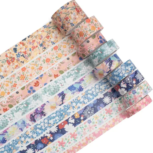 Miniatura 3 de YUBBAEX Mystic Gold Washi Tape Set - Cinta adhesiva decorativa ancha de lámina plateada para artes, manualidades DIY, suministros para diarios