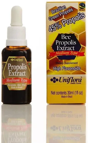 Uniflora Extracto líquido de propóleos de abeja verde brasileña – 45% de concentración – Sin alcohol – Botella de 1.0 fl oz (1 unidad)
