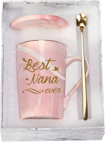 Taza Best Nana Ever Taza de Café Best Nana Taza Nana Regalos Cumpleaños Día de las Madres Regalos para Mamá Abuela de Nietos Nieta Nieto Niños Rosa