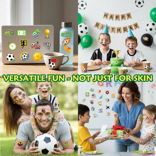 Miniatura 8 de 96 calcomanías de tatuajes temporales de fútbol, regalos de fiesta de cumpleaños con temática de fútbol deportivo, suministros de decoración