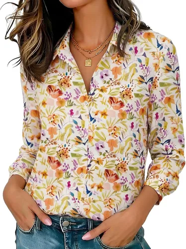 Miniatura 14 de Camisas elásticas suaves sin arrugas con botones para mujer, tops transpirables que absorben la humedad para vestir casual de trabajo