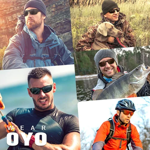 Miniatura 5 de WEAROYO - Gafas de sol polarizadas deportivas para hombres y mujeres, gafas de pesca y conducción rectangulares, protección UV400 Marco negro/lente