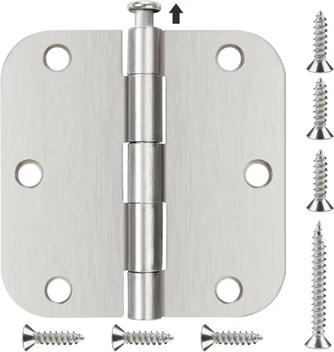 Miniatura 10 de Bisagra de puerta de 3 1/2 pulgadas, paquete de 18 bisagras redondeadas para puerta, latón pulido, bisagras de 3.5 x 3.5 pulgadas para puertas