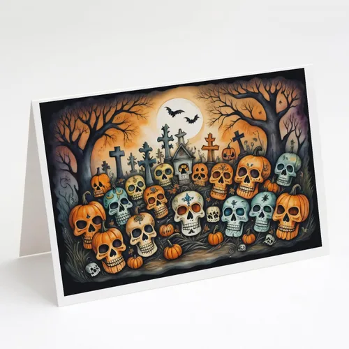 Miniatura 58 de Caroline's Treasures DAC2223GCA7P - Tarjetas de felicitación y sobres de Halloween espeluznantes de gato negro, paquete de 8 tarjetas en blanco
