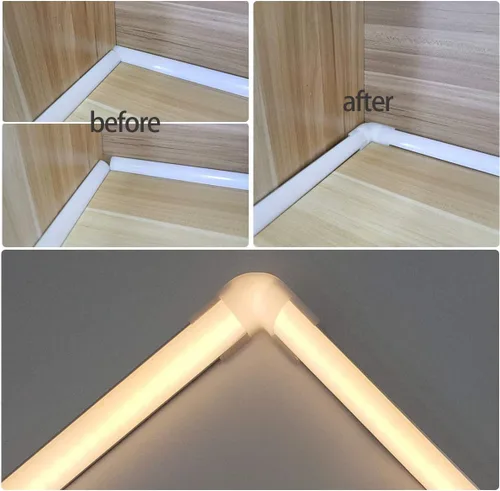 Miniatura 3 de Kit de esquina de canal LED de aluminio HAMRVL para luces de tira LED en forma de L 45x45 Conectores de 90 grados Adecuado para gabinetes de cocina