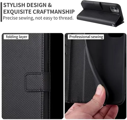 Miniatura 5 de Funda de cuero tipo cartera para Blackview A53 para Blackview A53, funda de piel sintética antideslizante, con tapa para Blackview A53 Negro