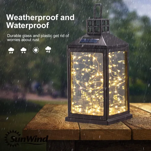 Miniatura 2 de Luces de Farol Solar para Exteriores SUNWIND Lámpara de Mesa Solar Impermeable Iluminación Colgante con 40 LEDs Blancos Cálidos para Decoración