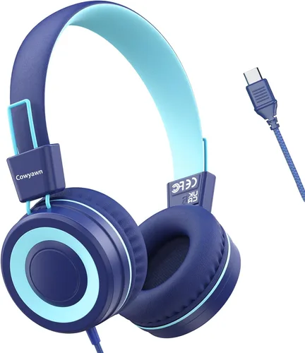 Miniatura 9 de Cowyawn Auriculares USB tipo C para niños, para la escuela, auriculares con cable para niños pequeños, volumen limitado de 94 dB, sonido estéreo HD