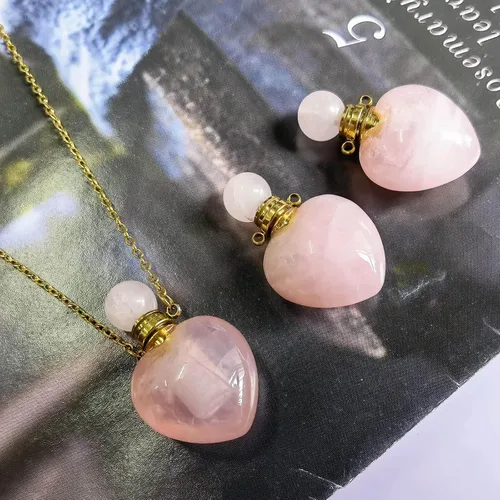 Miniatura 9 de Perfume Bottle Necklace Heart Shape, Amethyst Necklace Healing Crystal for Women, Essential Oil Diffuser Bottle Necklace Jewelry for Liquid