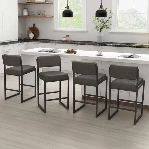 Miniatura 15 de SAECKBERG Taburetes de bar modernos de altura de mostrador, sillas de barra de 26 pulgadas de altura con respaldo, taburetes tapizados, taburetes