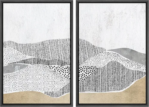 Miniatura 45 de SIGNWIN Lienzo enmarcado para pared, ilustraciones abstractas texturizadas en tonos beige terrosos, arte moderno, decorativo, contemporáneo