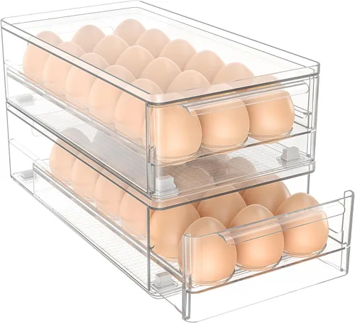 Caja de huevos acrílica transparente 18 y 36 unidades de almacenamiento para refrigerador y cocina. Tamaño: 13.3 x 4.7 x 3.9 pulgadas (paquete de 2)