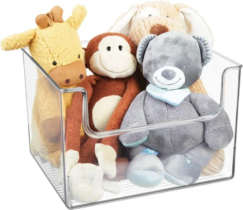Miniatura 3 de mDesign - Organizador de almacenamiento de plástico con frente abierto y diseño de inmersión para organización del hogar - Estantes, casillero