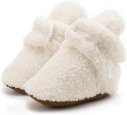 Miniatura 3 de Bellocasa Botines de forro polar para bebés, niños y niñas, pantuflas antideslizantes con agarre suave, zapatos de calcetín para recién nacidos