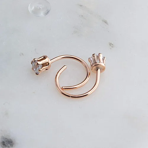 Miniatura 3 de Half Huggie Birthstone Gold Hoop Earrings for Women Tiny Cartilage Stud Piercing Earring Hypoallergenic Earring Screw Back Dainty Hug