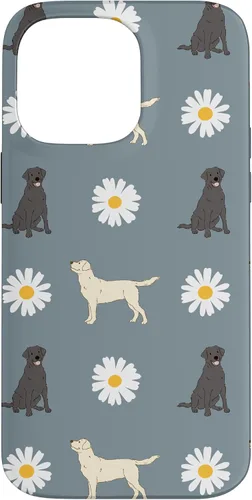 Miniatura 21 de Labrador Retriever y Daisy Flower Pattern - Carcasa para iPhone 17, color azul polvoriento