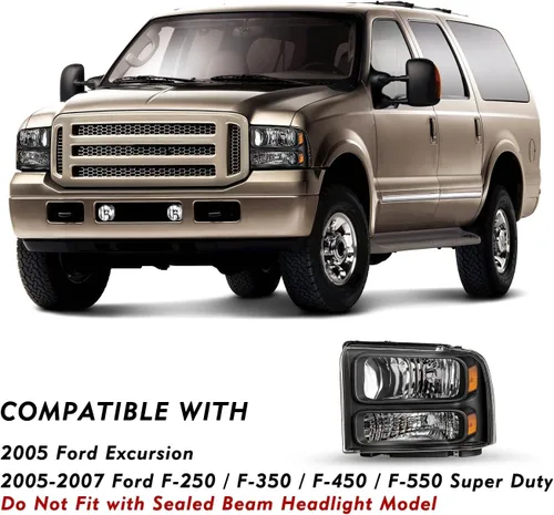 Miniatura 4 de TUSDAR Juego de montaje de faros delanteros para Ford F250 F350 F450 F550 Super Duty 2005-2007 / Ford Excursion 2005 lado del conductor