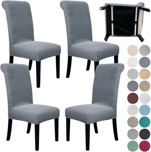 Miniatura 41 de SPRINGRICO Paquete de 2 fundas para sillas de comedor con cinturón de seguridad, fundas elásticas para sillas Parsons lavables, fundas protectoras